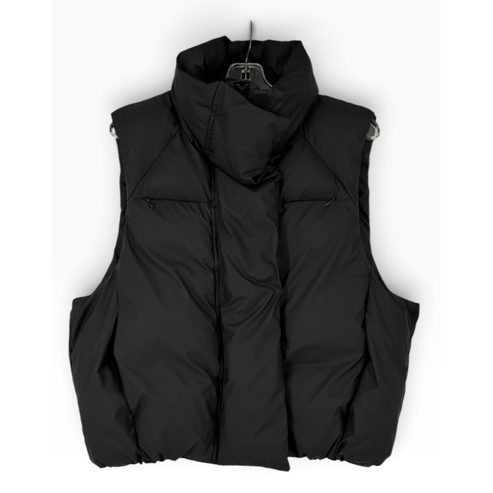 KHY Puffer Vest Women Small Matte Black Excellent Funnel Neck Puffy Streetwear